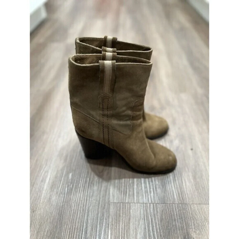 KATE SPADE New York BAISE bootie SIZE 9 M Block Heel Suede Leather Tobacco Brown